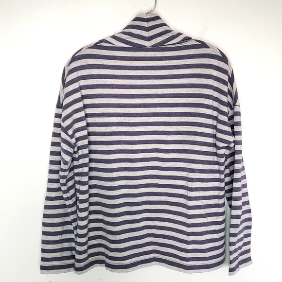 J. Crew Factory Blue Striped Tunnelneck Sweatshirt Pullover S - Picture 5 of 7